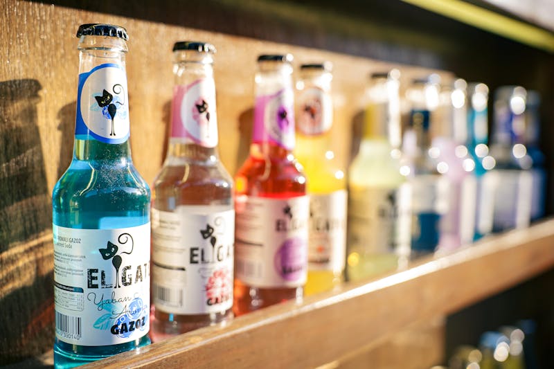 Colorful Italian craft soda with natural flavors
