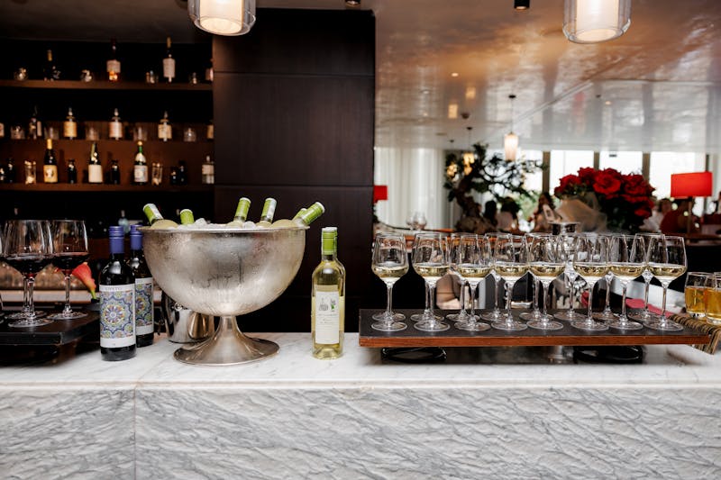 Bar area at Punch pizza with craft drinks and Italian wines